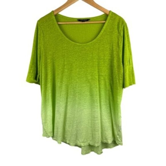 Ralph Lauren Womens 2X Green Ombré Linen T-Shirt - Picture 1 of 4